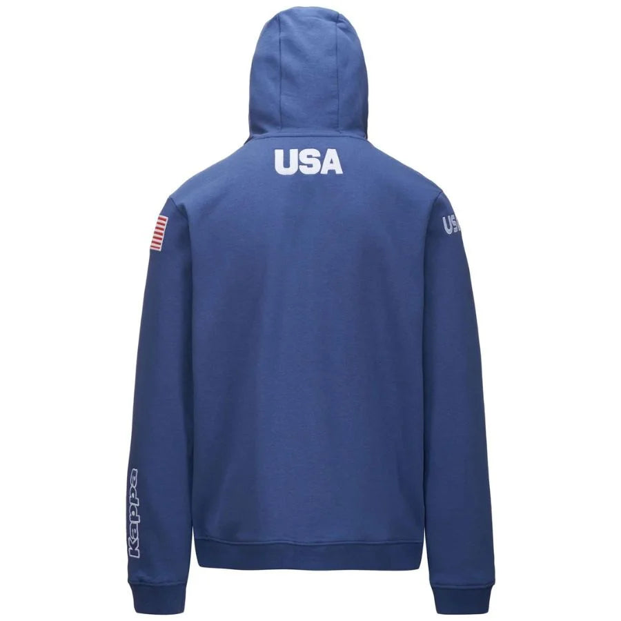 Kappa USA Team Sweater Hoodie Jacket  - Blue Fiord