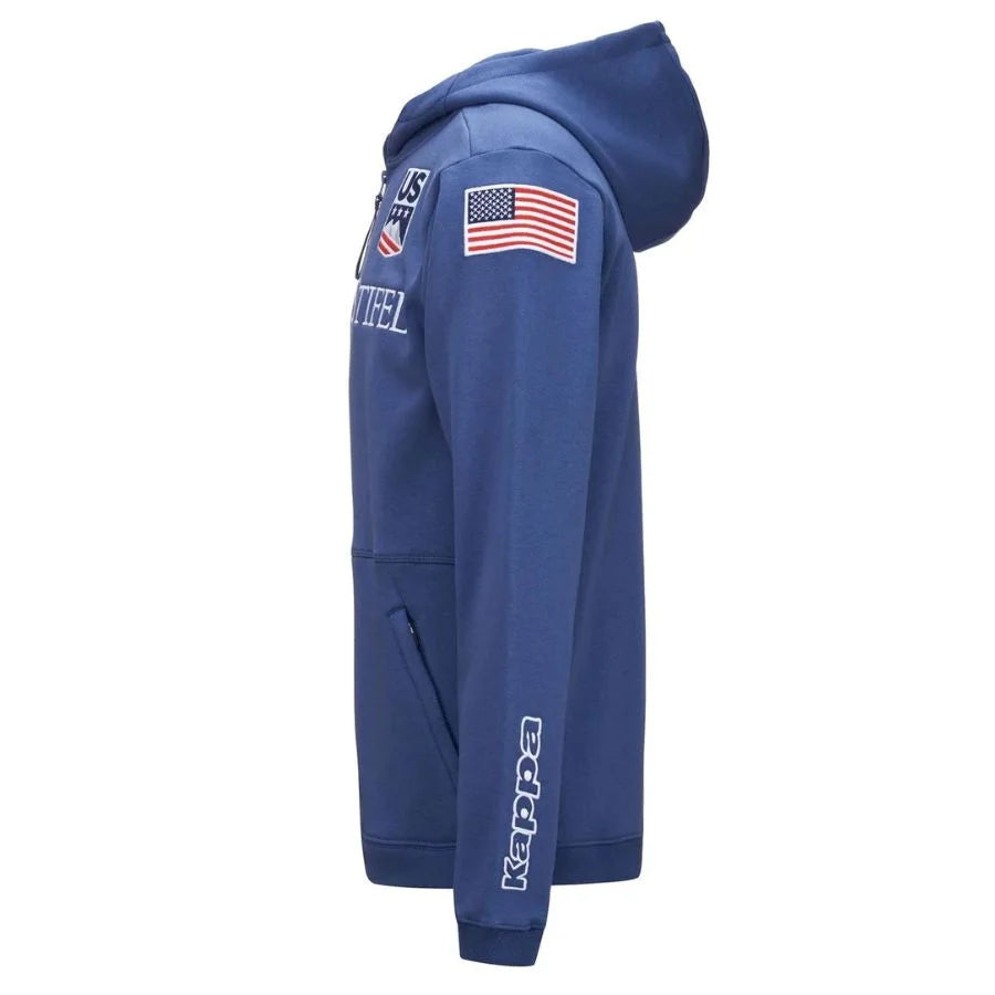 Kappa USA Team Sweater Hoodie Jacket  - Blue Fiord