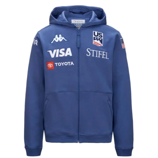 Kappa USA Team Sweater Hoodie Jacket  - Blue Fiord