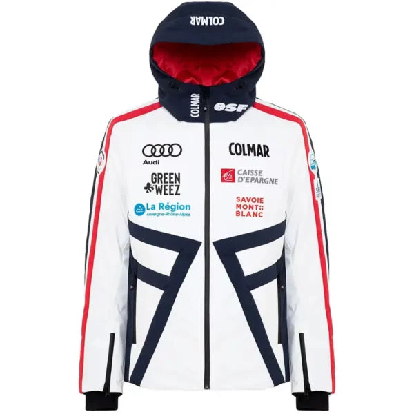 Colmar Men France Ski Team Jacket - White Blue Bright Red