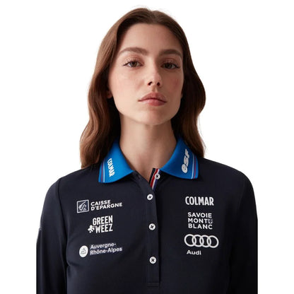 Colmar Women French Ski Team Long Sleeve Polo Shirt - Blue Abyss