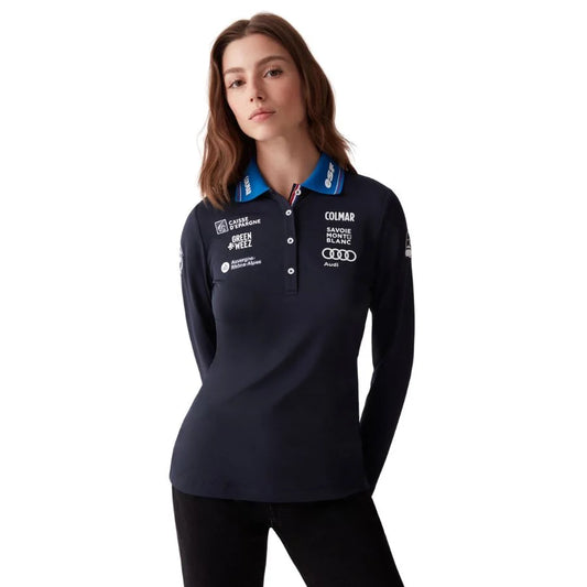 Colmar Women French Ski Team Long Sleeve Polo Shirt - Blue Abyss