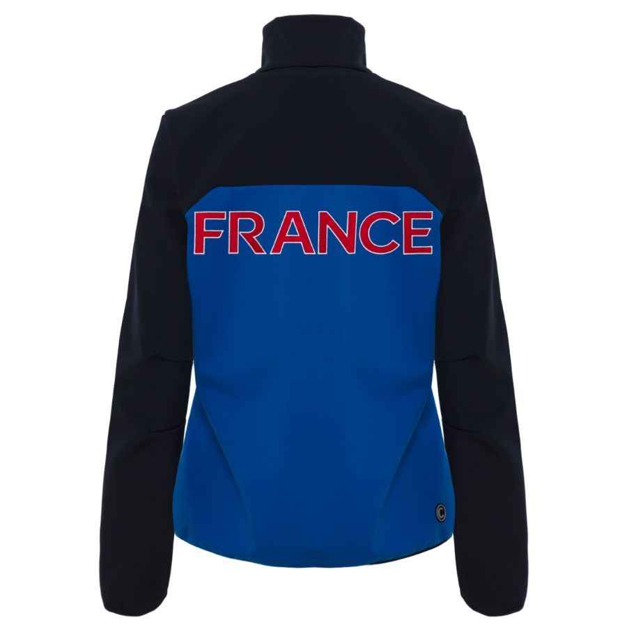 Colmar Women French Ski Team Soft Shell Jacket - White Blue Abyss