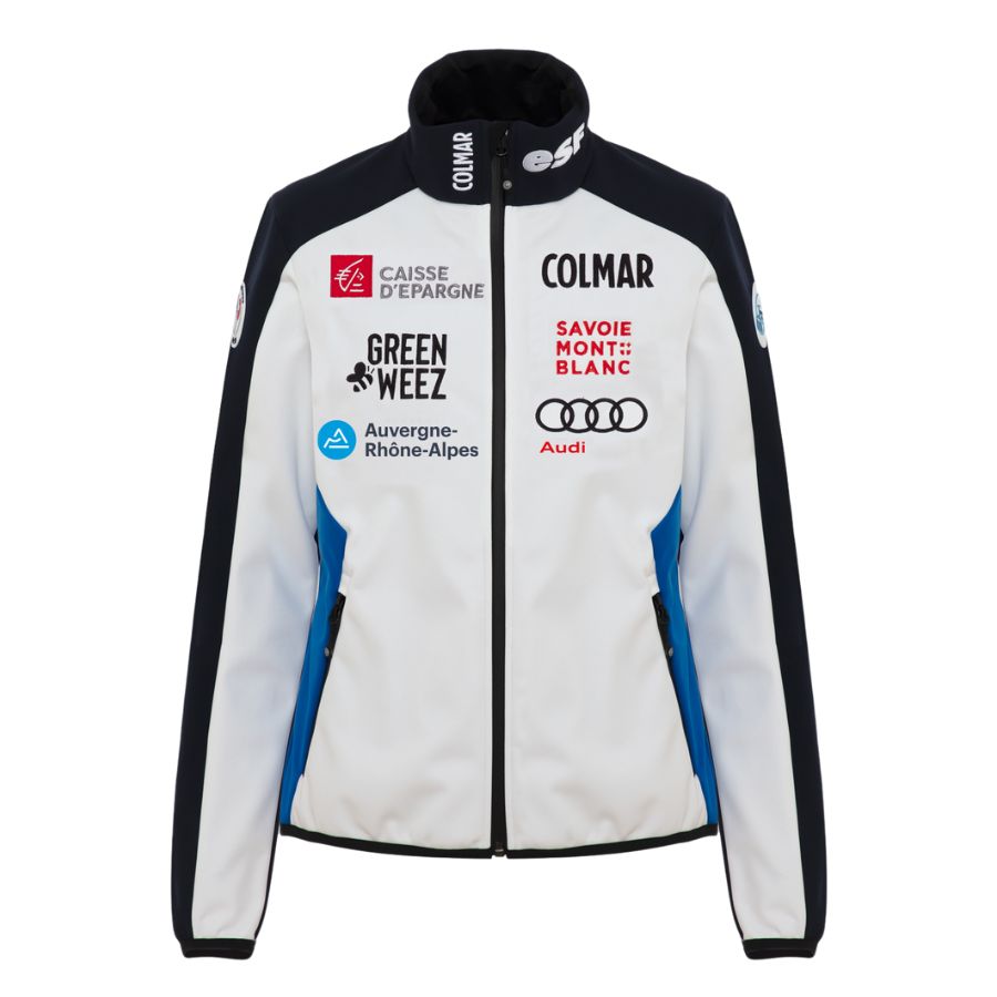 Colmar Women French Ski Team Soft Shell Jacket - White Blue Abyss