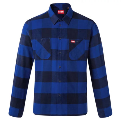 Huski Men Team Flannel Shirt - Dark Azure Sweden