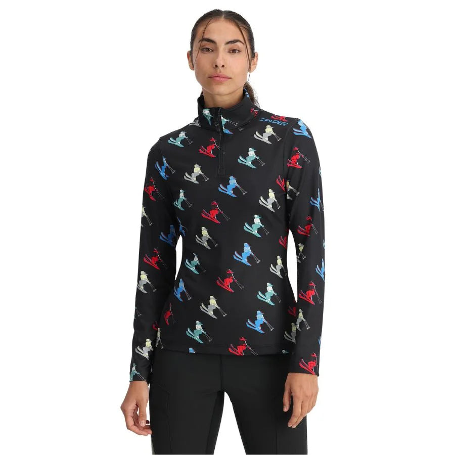 Spyder Women Vivid First Layer Shirt - Black Ski Print