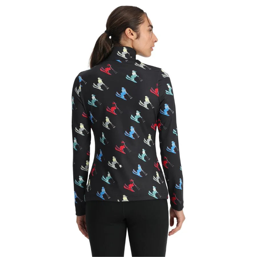 Spyder Women Vivid First Layer Shirt - Black Ski Print