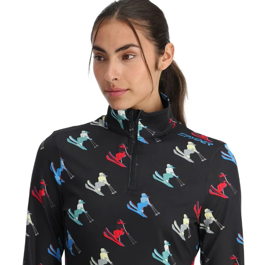 Spyder Women Vivid First Layer Shirt - Black Ski Print