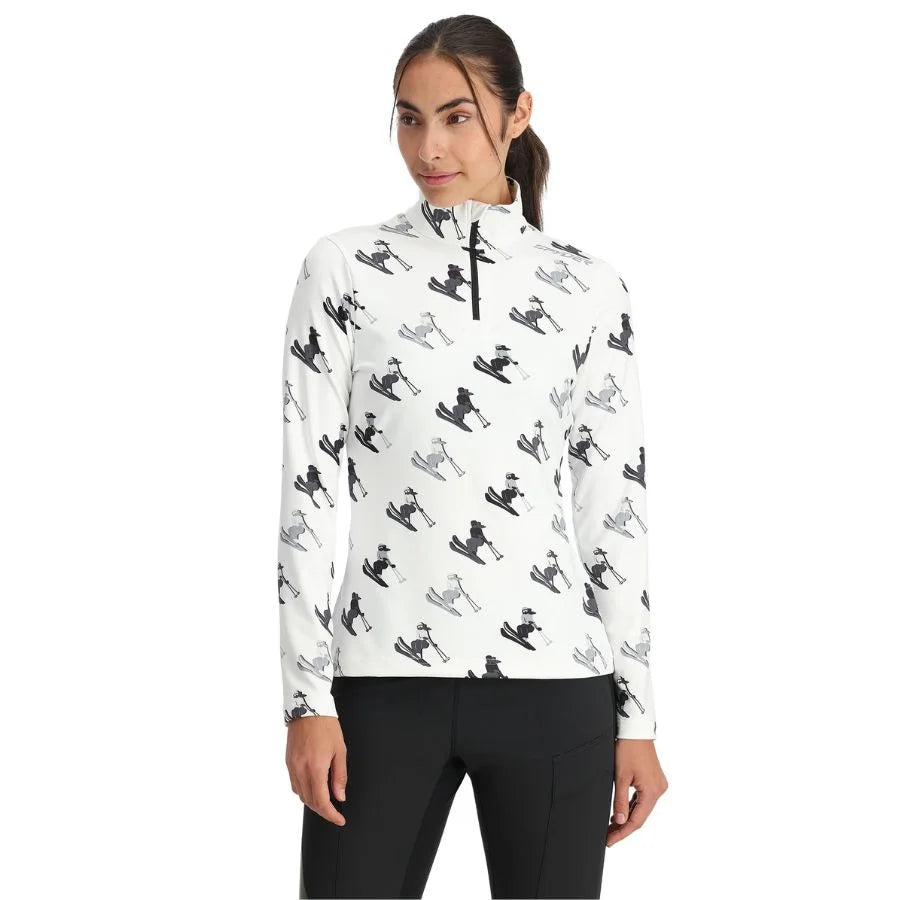 Spyder Women Vivid First Layer Shirt - White Ski Print